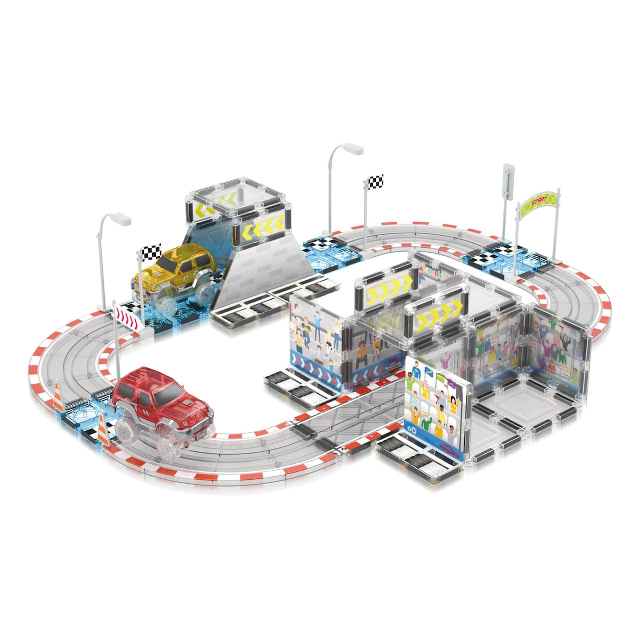 PicassoTiles® Magnetic Race Track Stadium Construction Set